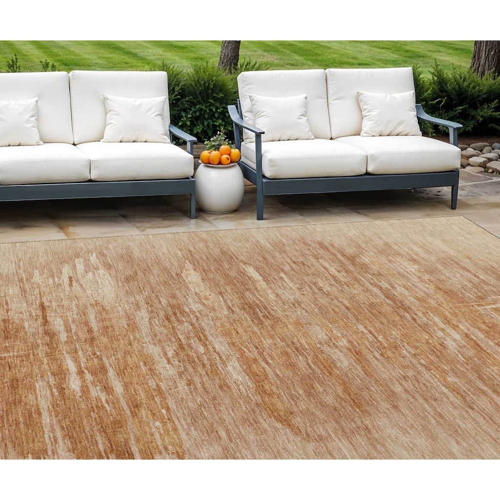 HomeRoots Abstract Transitional Rectangle Outdoor Rug