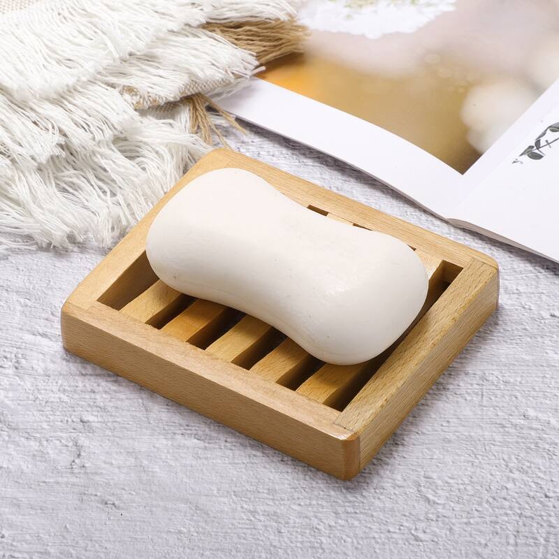 Portable Square Soap Dish for Bathroom for Kitchen 4.53"x3.74"x0.79" Brown 1 Pc