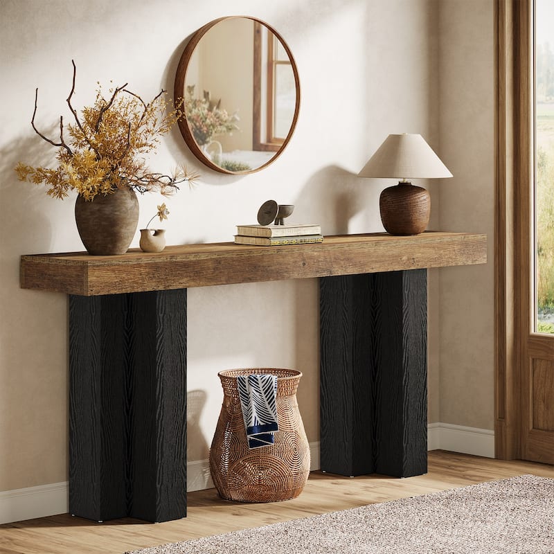 63'' Console Table for Entryway, Farmhouse Entryway Table with Sturdy Legs