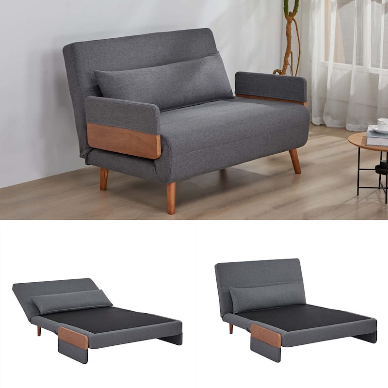 Extra Loveseat Convertible Sleeper Sofa, Single-Seater Sofa Bed with Adjustable Backrest, DayBed with Silent Hinges