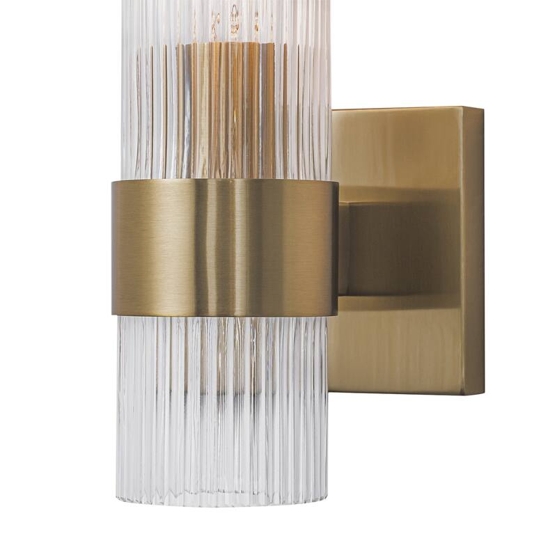 1-Light Modern Wall Sconce with Ribbed Glass Shade