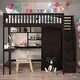 preview thumbnail 18 of 45, Full Size Loft Bed With Bookshelf,Drawers,Desk,and Wardrobe,Sturdy Construction Espresso