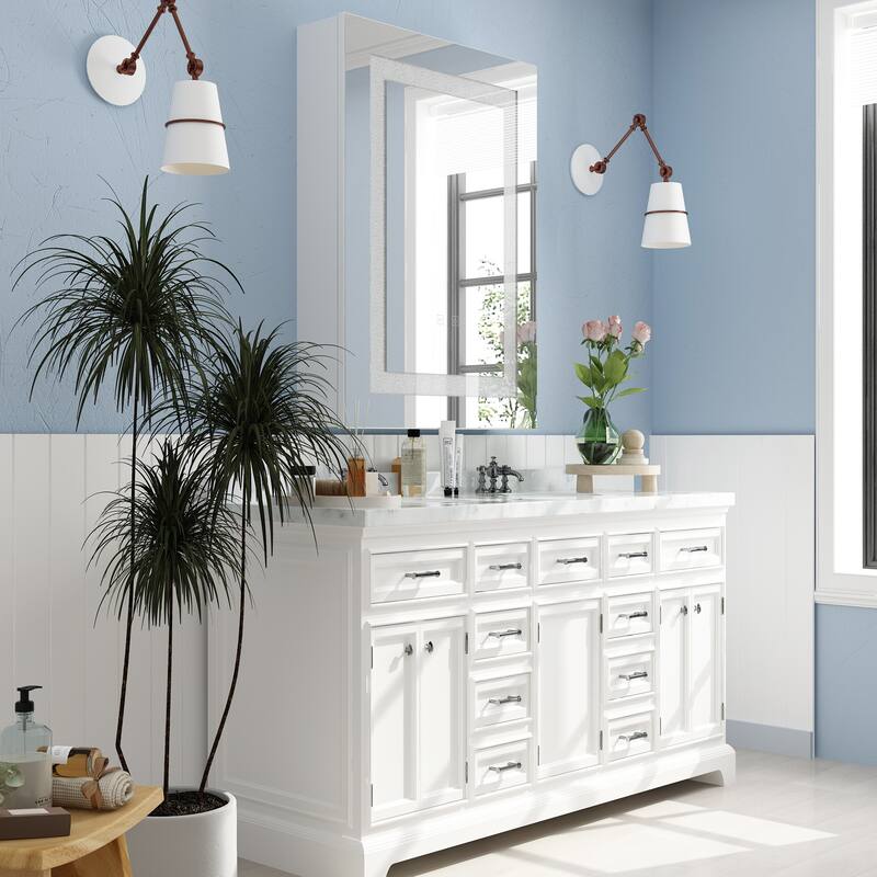 Wall LED Bathroom Cabinet with Lighting and Defogger Medicine Cabinet