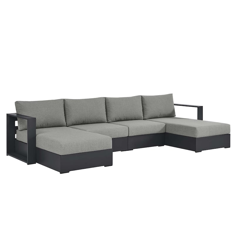 Tahoe Patio Aluminum 4-Piece Sectional Sofa Set - Grey