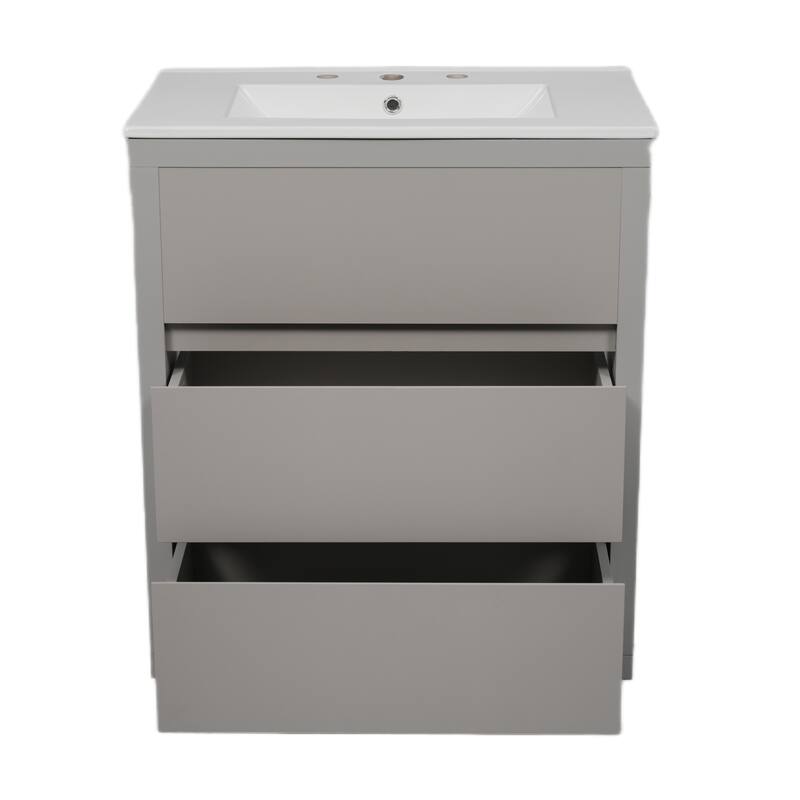 60" Double Sinks Bathroom Vanity Set, Bathroom Cabinet with Two Separate Ceramic Sinks, Soft Close