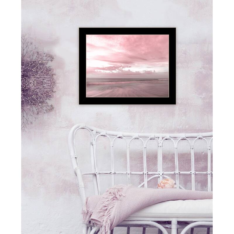 TrendyDecor4U Coastal "Pink Beach Emotions" Framed Print Wall Art