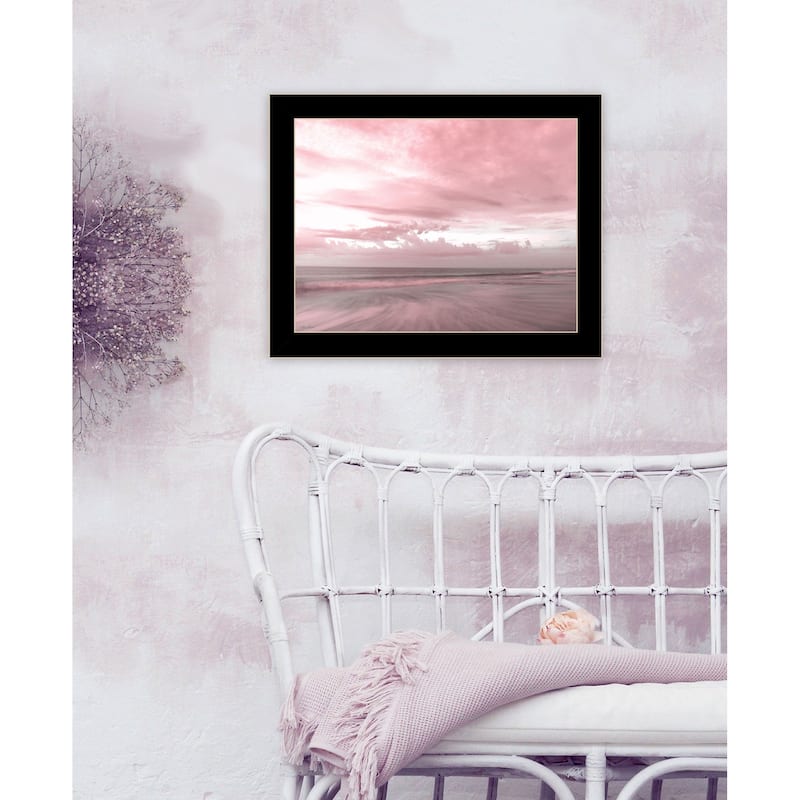 TrendyDecor4U Coastal "Pink Beach Emotions" Framed Print Wall Art