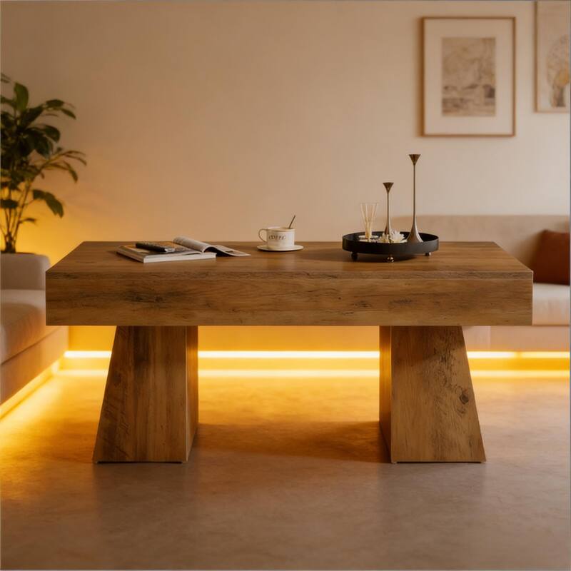 Wooden Dining Table, Rectangular Center Table, Spacious Coffee Table