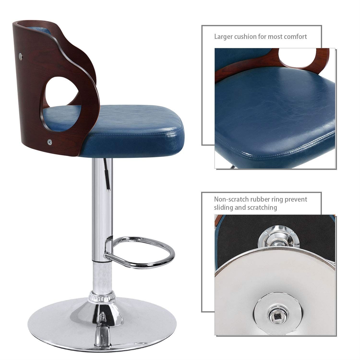 Homall Walnut Bentwood Bar Stools with PU Leather 1 Piece