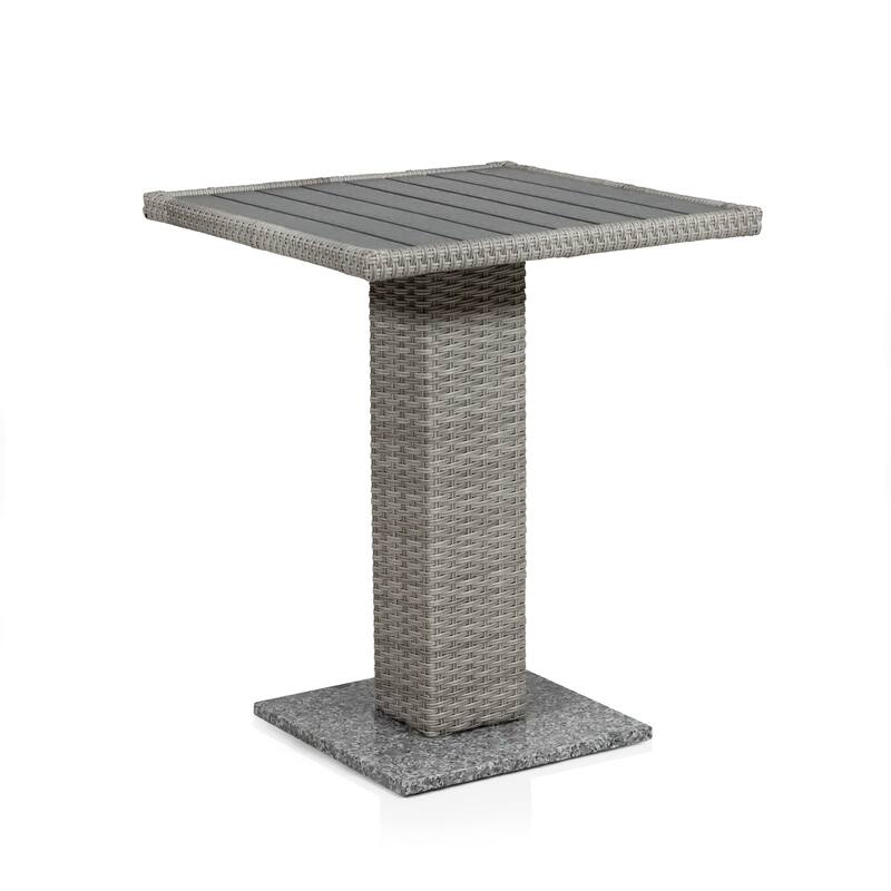 Noor Contemporary Rattan 24-inch Outdoor Bar Table with Stone Base by M&L Co.