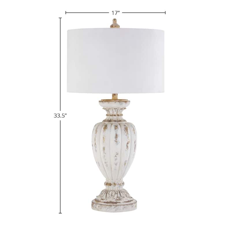 Jocelyn 34" Table Lamp with Linen Shade, Weathered White (Set of 2)