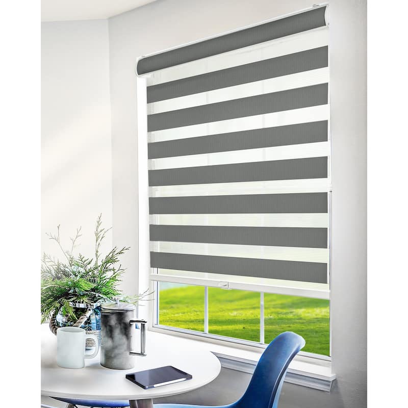 CHICOLOGY Everyday Cordless Light Filtering Zebra Window Shades - 38"W X 72"H - Basic Slate