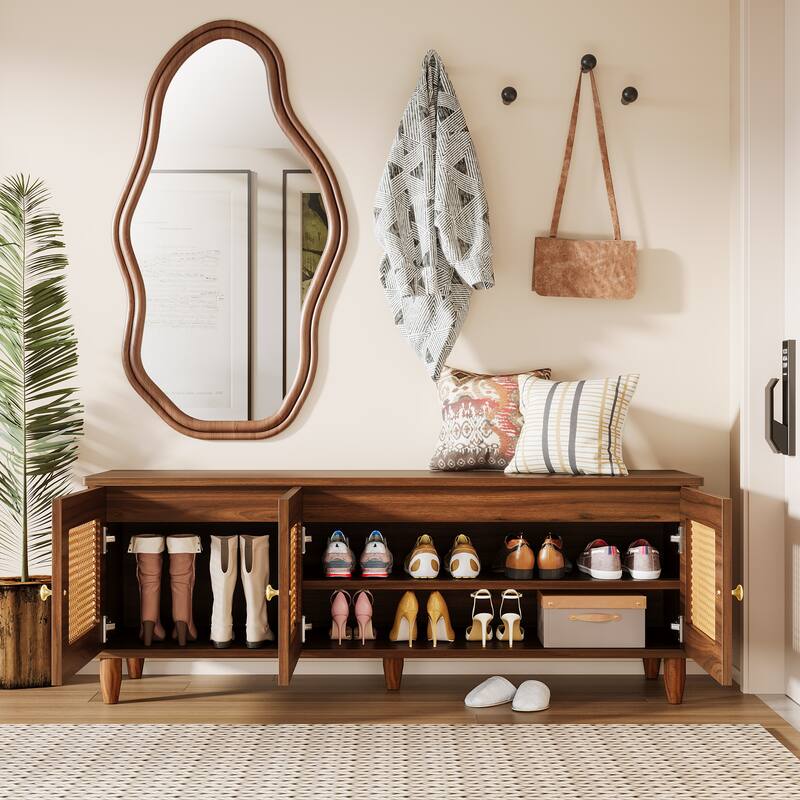 Lift Top Shoe Storage Bench, Entryway Shoe Cabinet with Seating, Shoe Rack Organizer for Entryway, Bedroom, Living Room