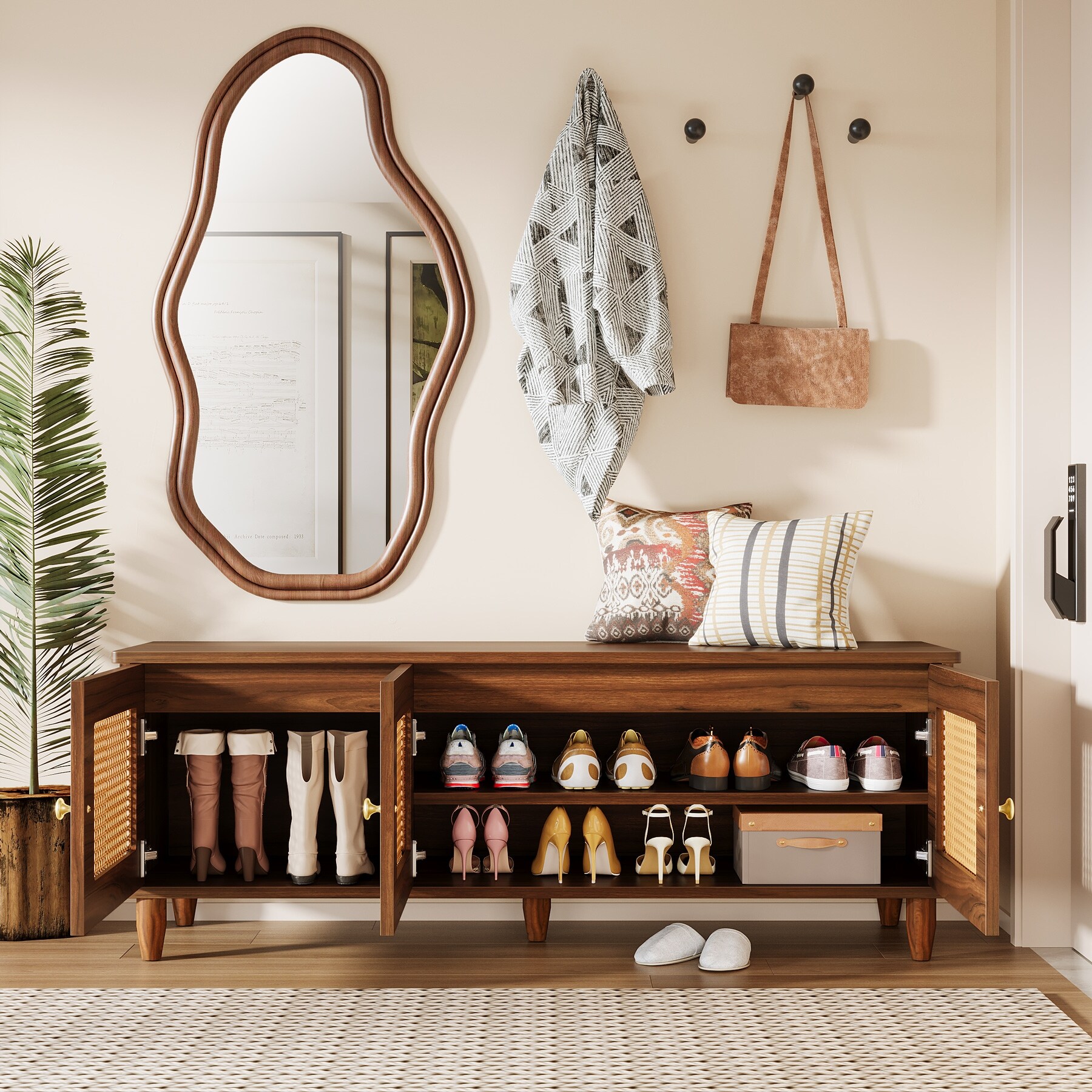 Lift Top Shoe Storage Bench, Entryway Shoe Cabinet with Seating