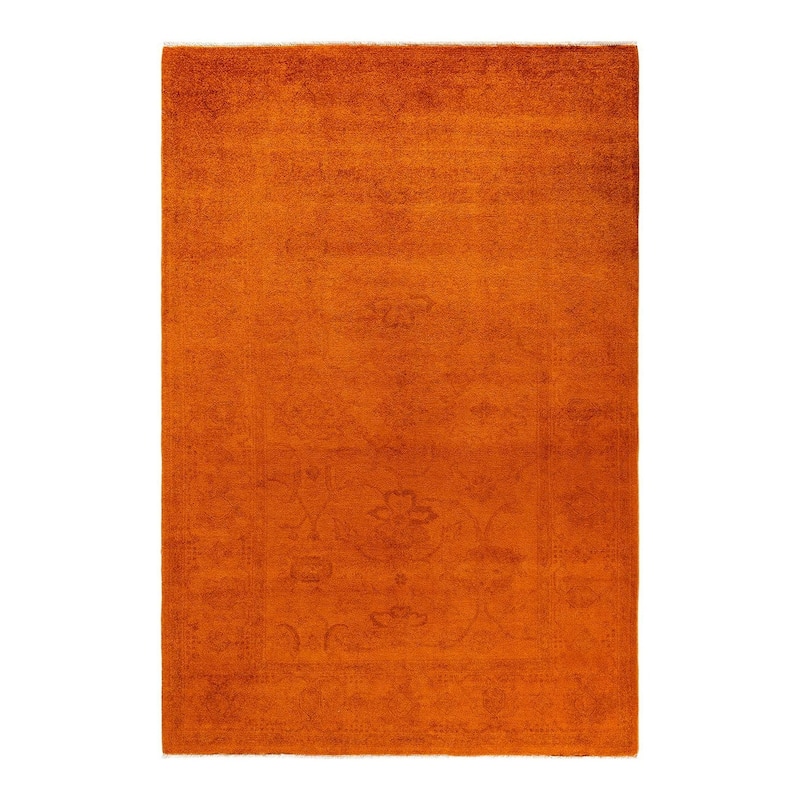 Vibrance, One-of-a-Kind Hand-Knotted Area Rug - Orange, 5' 1" x 7' 6" - 5' 1" x 7' 6"