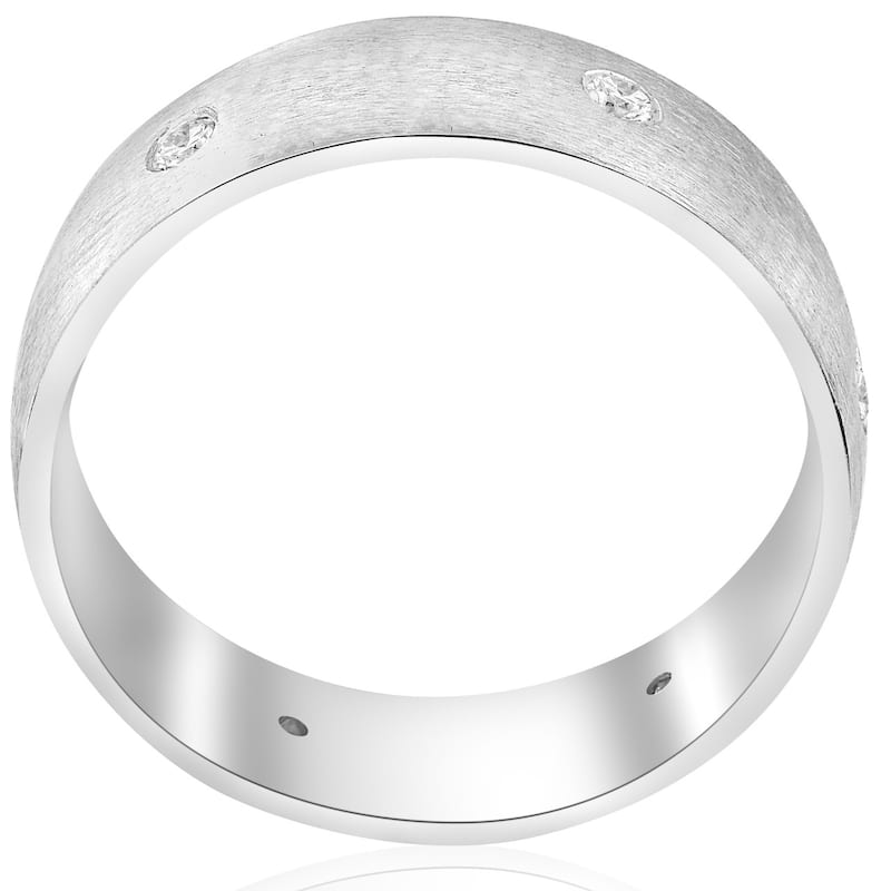 White Gold Diamond Brushed Wedding Ring