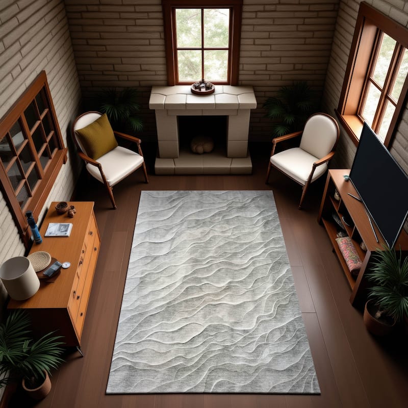 Premium Washable Super Soft Modern Waves Mayfield Rug - Taupe - 9' x 12'