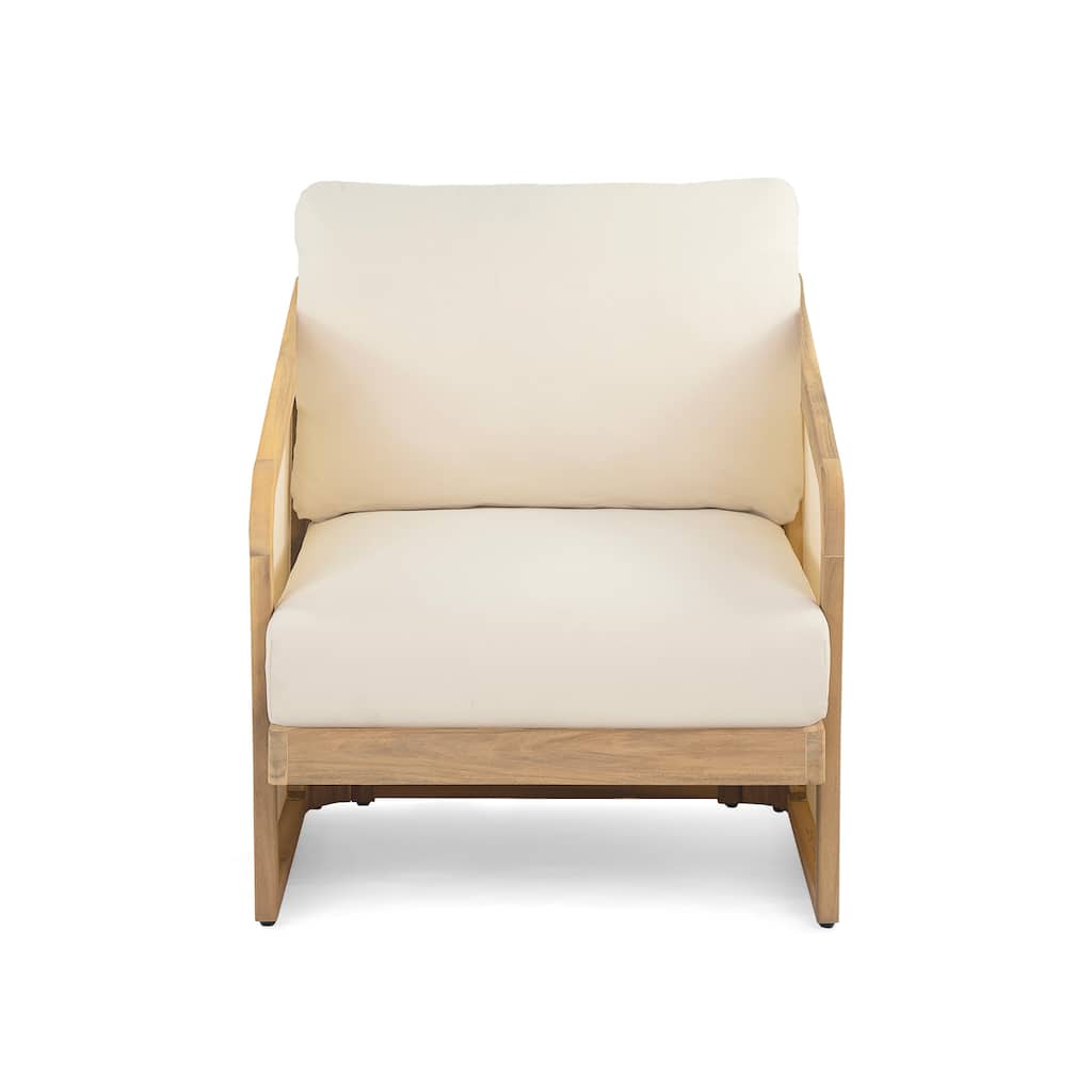 Wood Lounge Chair Patio Chair with Cushion, Outdoor Club Chair Reception Chair Side Chair Padded Chair