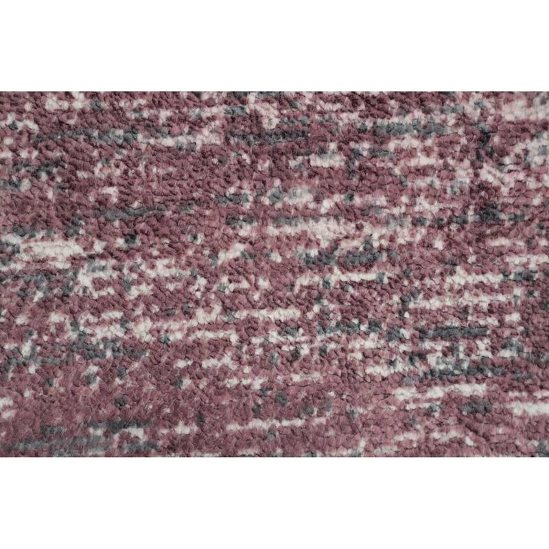 Hand Knotted Oriental Viscose Silk Carpet Modern Pictorial Pink Abstract Area Rug - 7' 8'' X 5' 6''