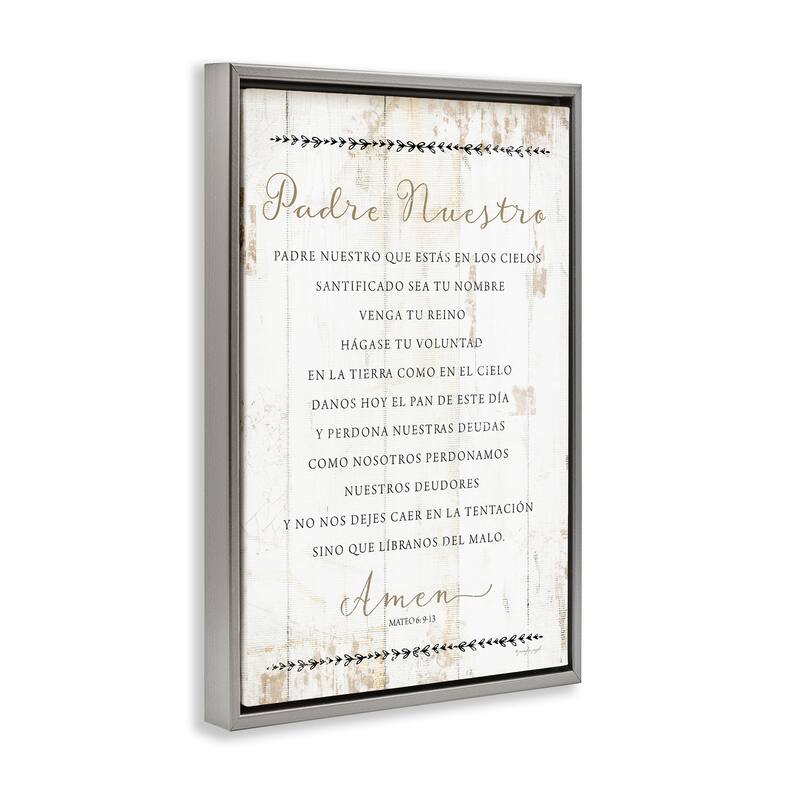Stupell Padre Nuestro Oración Framed Floater Canvas Wall Art Design By Jennifer Pugh