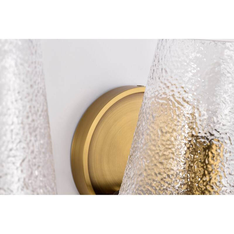 Valentine 3 Light Vanity Vintage Brass Finish Hammered Glass - Vintage Brass