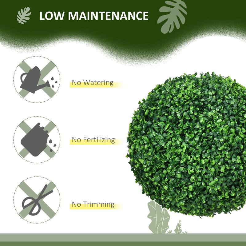 Set of 2 Artificial Topiary Balls Green Boxwood UV-Protected Home Office Outdoor Decorative Sphere 15.7 Inch - 15.7" Dia
