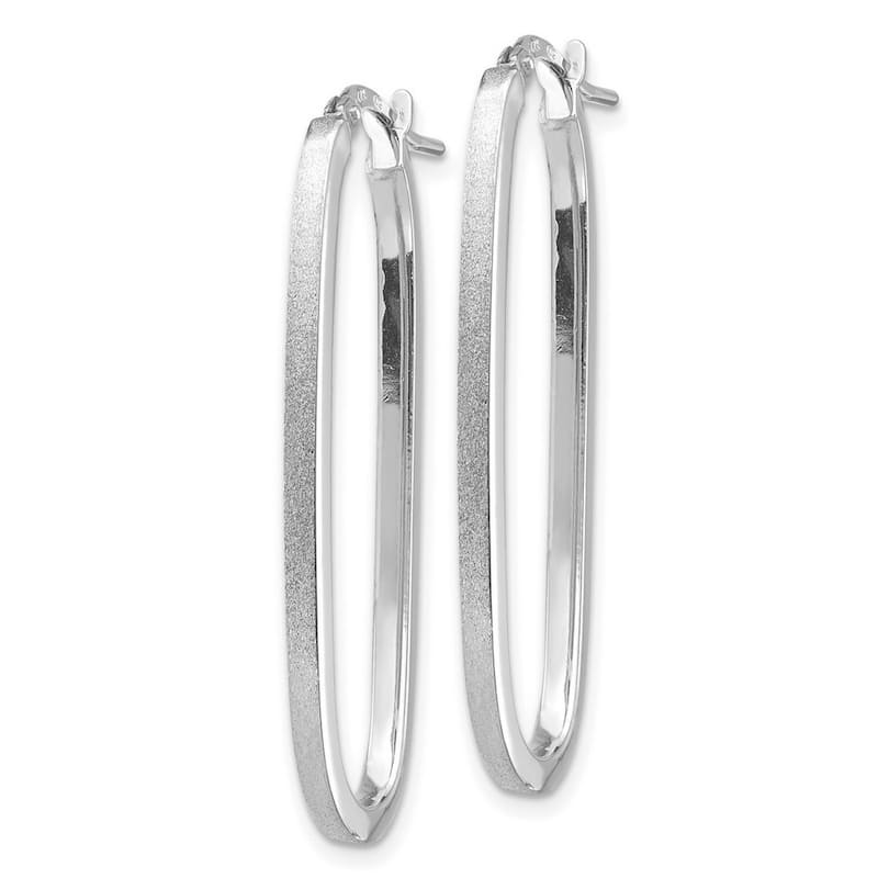 Curata 14k White Gold Polished Oval Hoop Earrings - 37.89x15.08mm