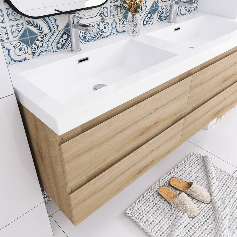 Floating Bathroom Vanity with two Resin Top
