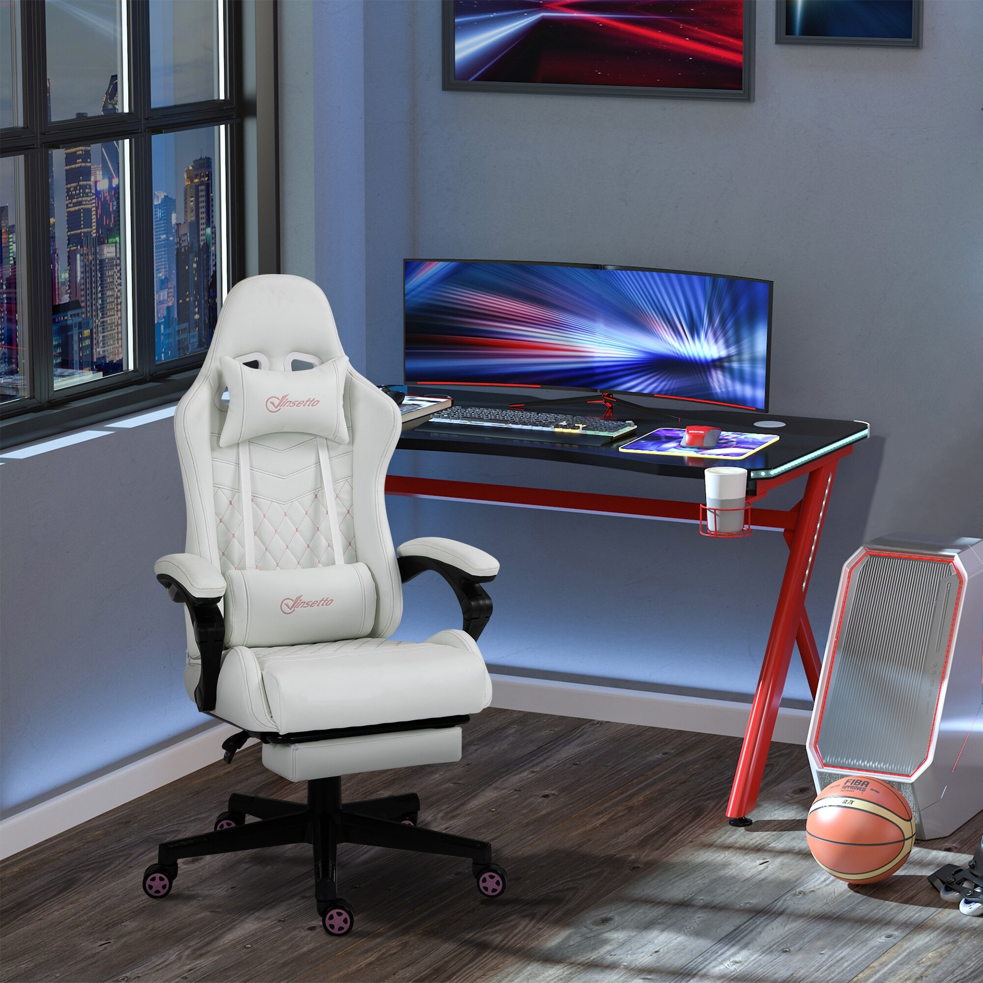 Racing Style Gaming Chair – High Back Recliner, Leather, Swivel, Computer Desk Seat