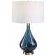 preview thumbnail 1 of 4, Glass Vase Style Table Lamp with Tapered Shade - 27.75" - Blue