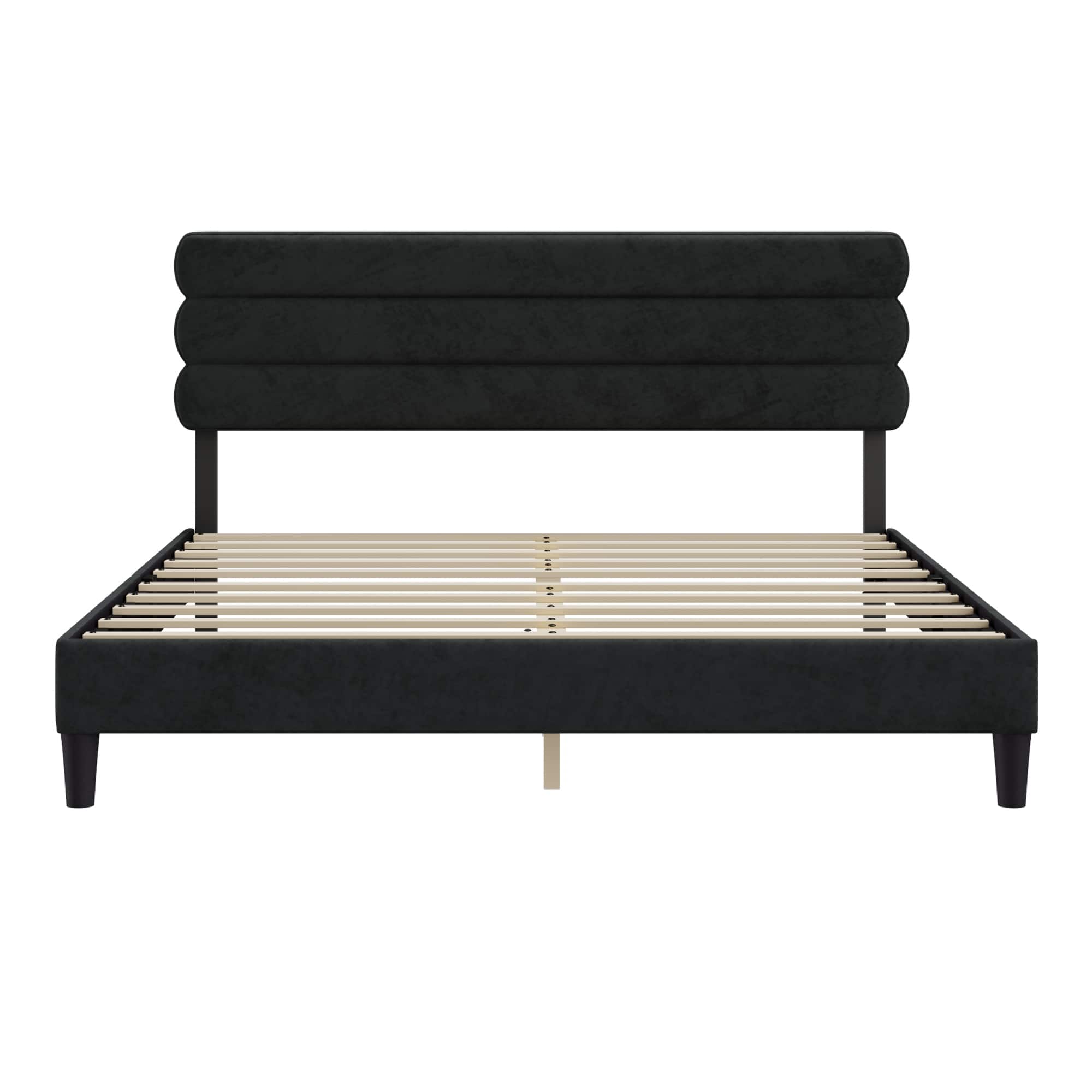 King Size Bed Frame with Headboard, Sturdy Platform Bed with Wooden ...