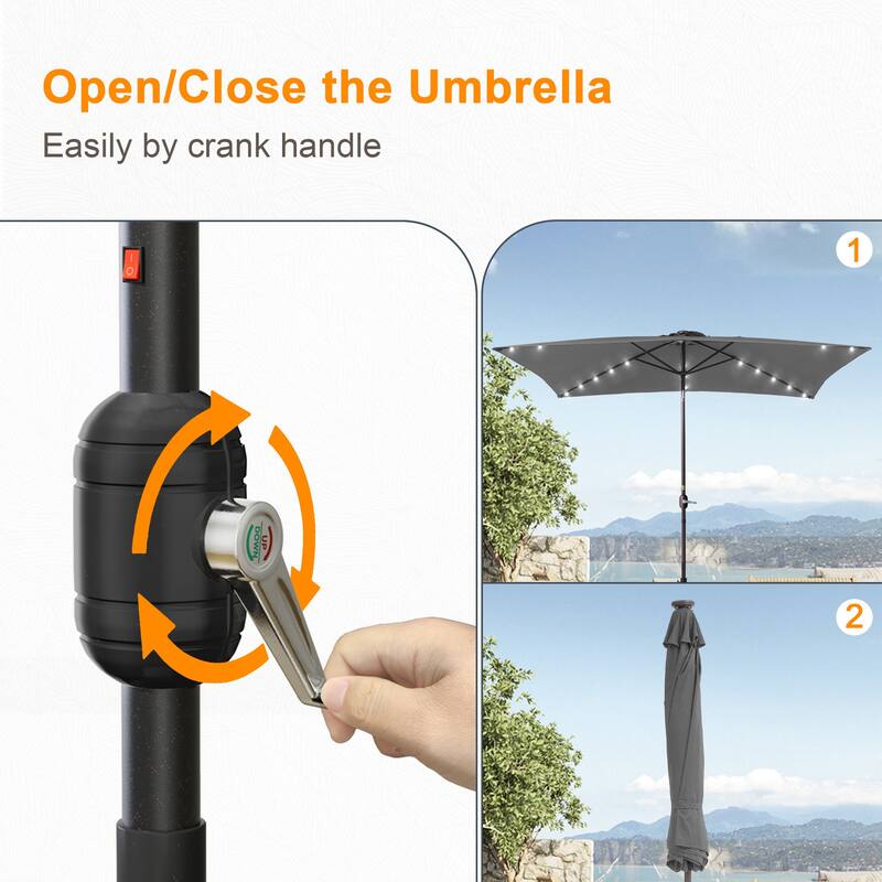LIVOOSUN 6x9Ft LED Patio Umbrella Weather Resistant Table Umbrella