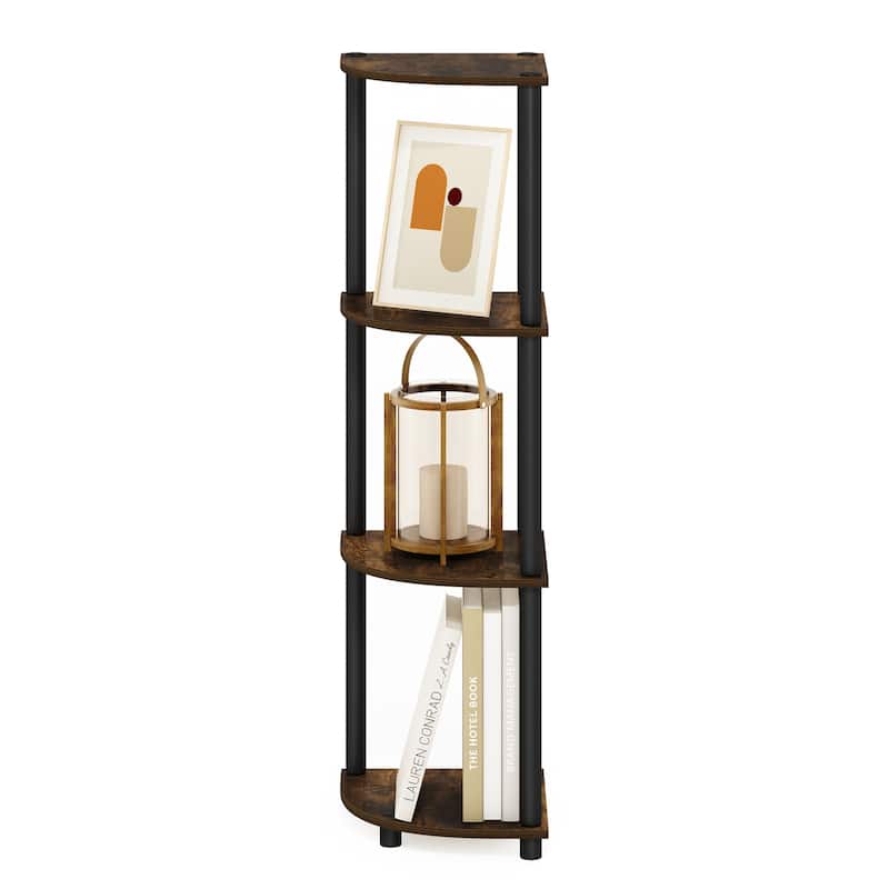 4 Tiers Wood Household Shelving Unit in Pine/Black (11.6 in. W x 43.5 in. H x 11.6 in. D)