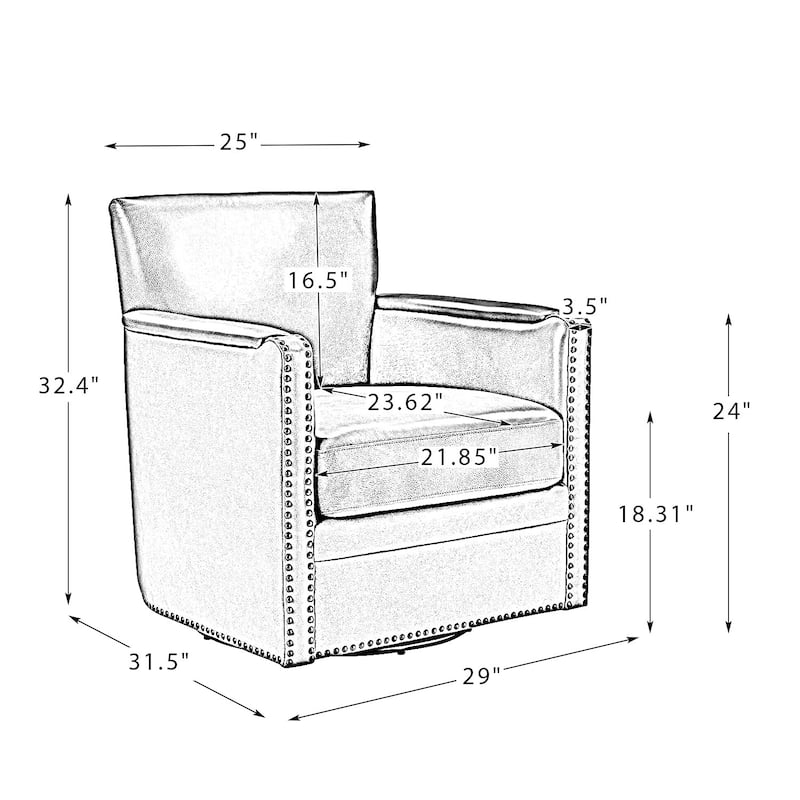 Pascual Classic Genuine Leather Swivel Chair With Nailhead Trim Arm by HULALA HOME