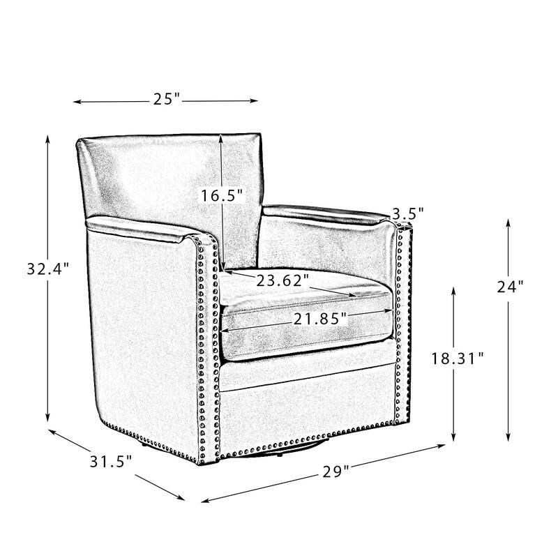 Pascual Classic Genuine Leather Swivel Chair With Nailhead Trim Arm Set of 2 by HULALA HOME
