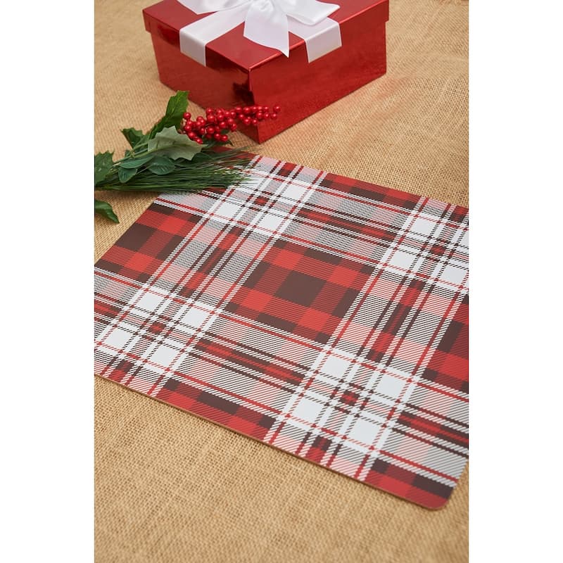 Fireside Plaid Hardboard Placemat Set of 6 - Set of 6