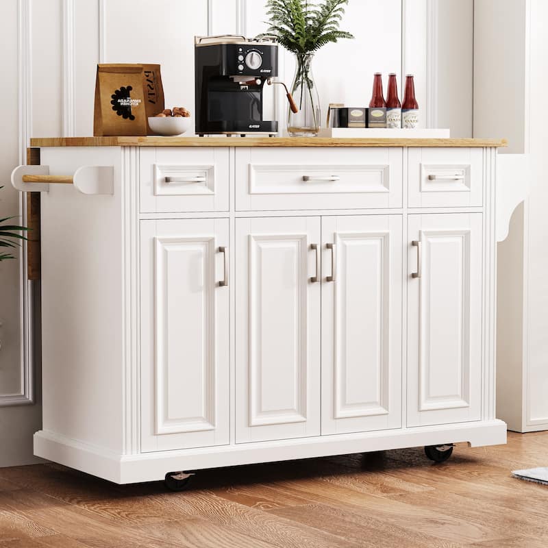 54" Large Kitchen Island with 4 Doors and 3 Drawers