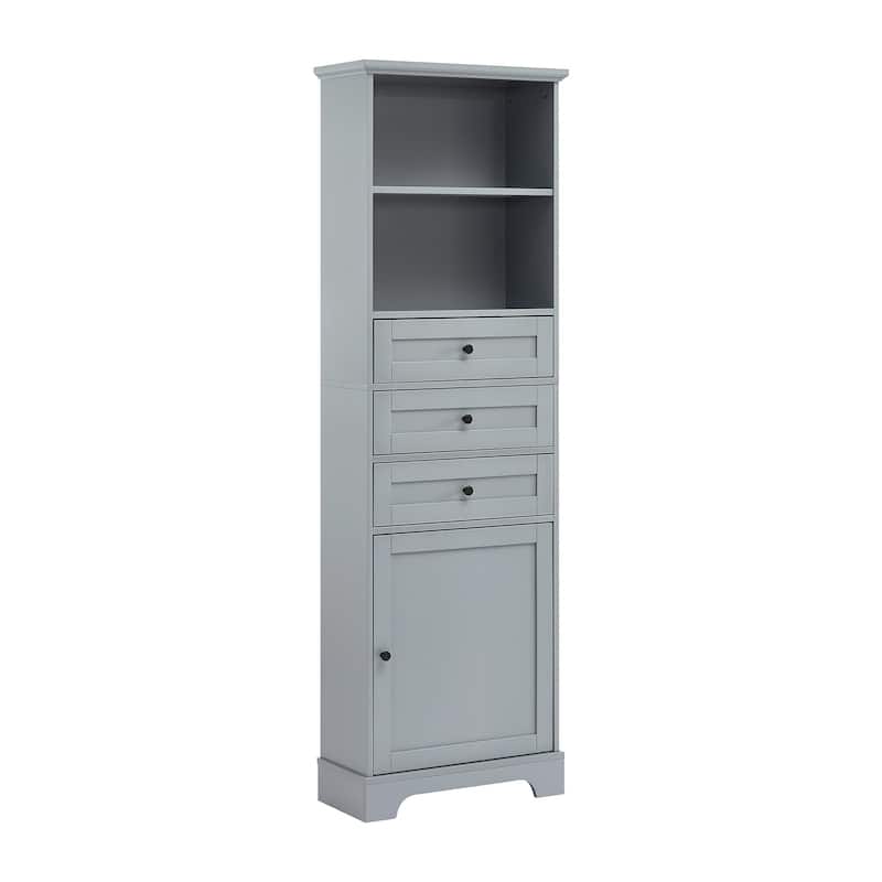 68" Tall Freestanding Bathroom Cabinet with 3 Drawers and Adjustable Shelves