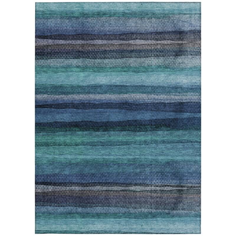 HomeRoots Striped Transitional Rectangle Outdoor Rug