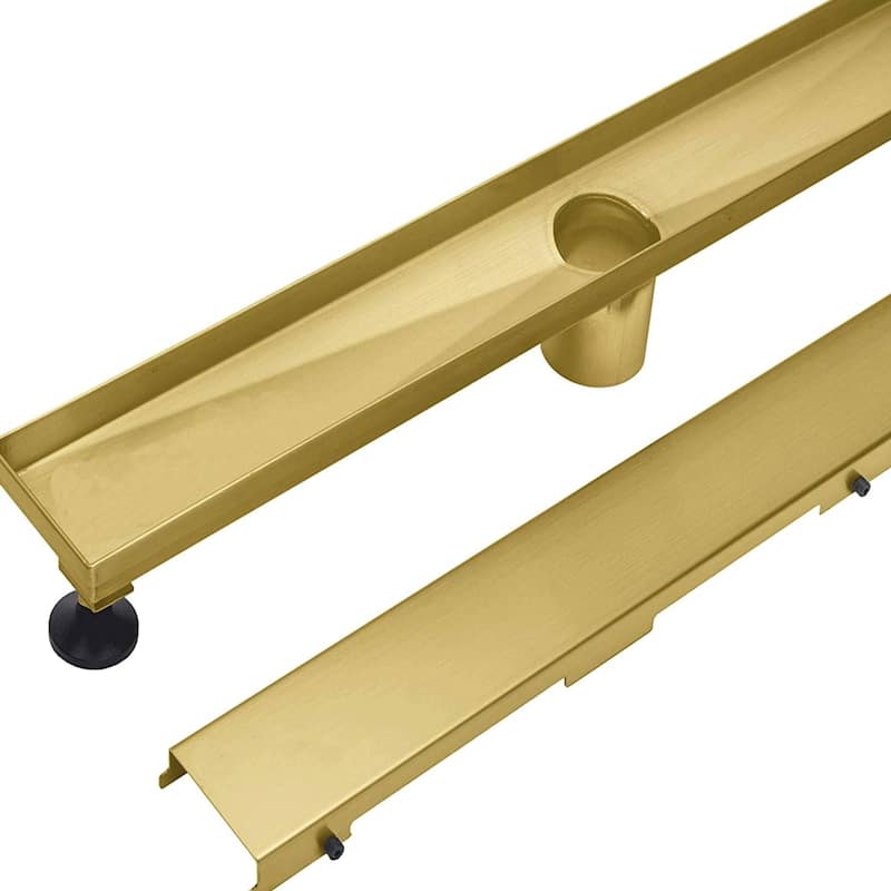 brushed gold 24 inch Linear shower drain with ABS base - 24 x 2.75