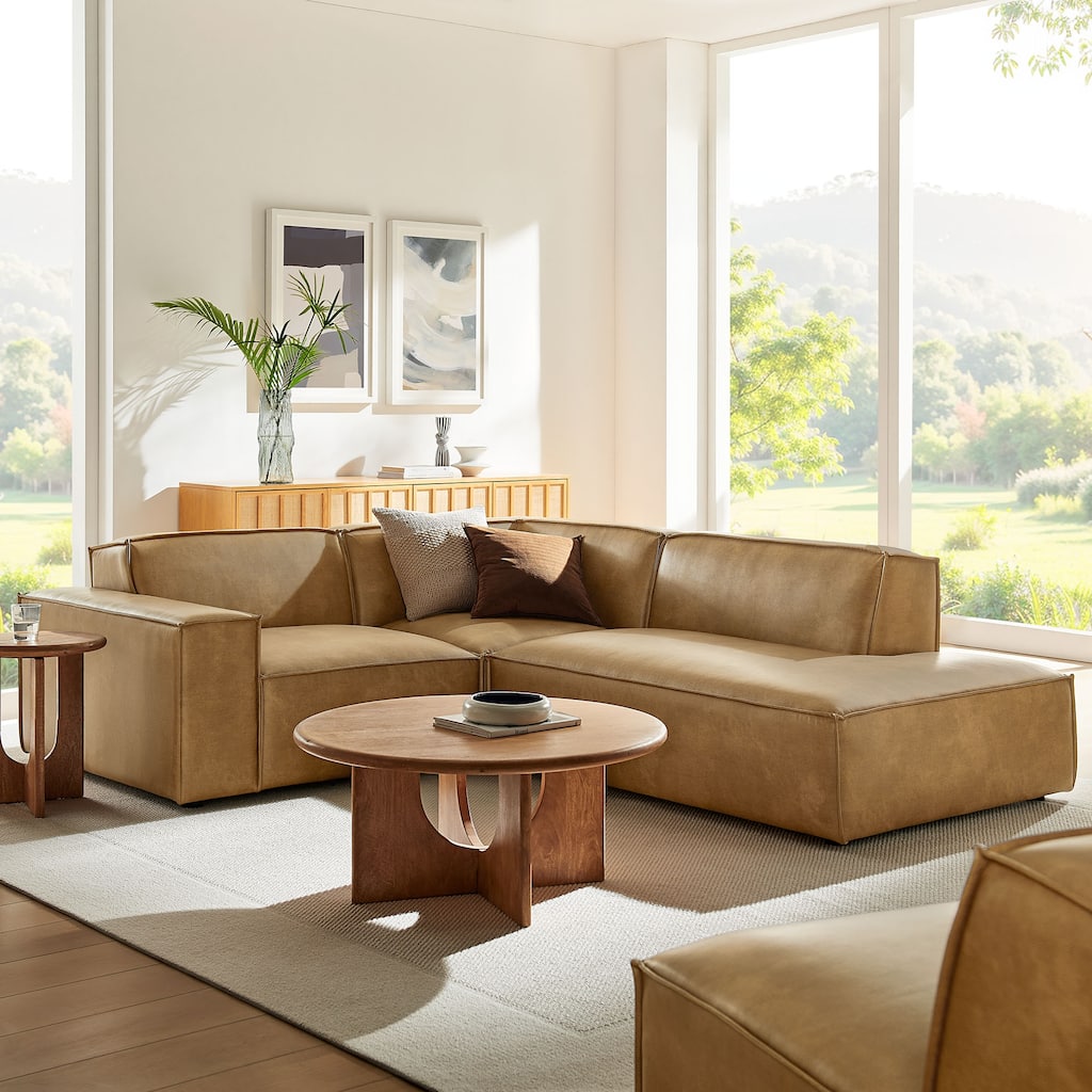 Restore 3-Piece Vegan Leather Modular L-Shaped Sectional Sofa
