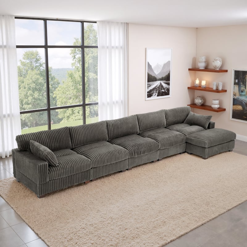 Oversized Plush Modular Sectional Sofa Couch with Ottoman