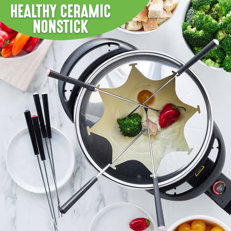 GreenLife Healthy Ceramic Nonstick 3QT Fondue Party Set with 8 Forks On Sale Bed Bath