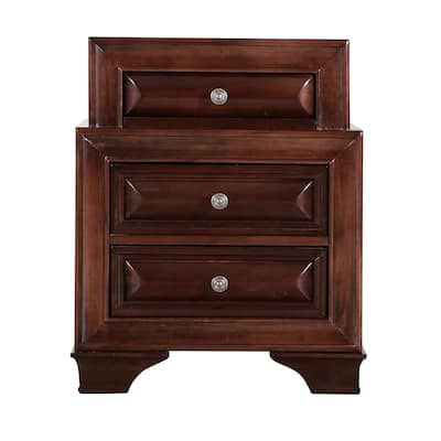 Solid Wooden Nightstand with Dovetailed Drawers - 29" - Walnut Brown