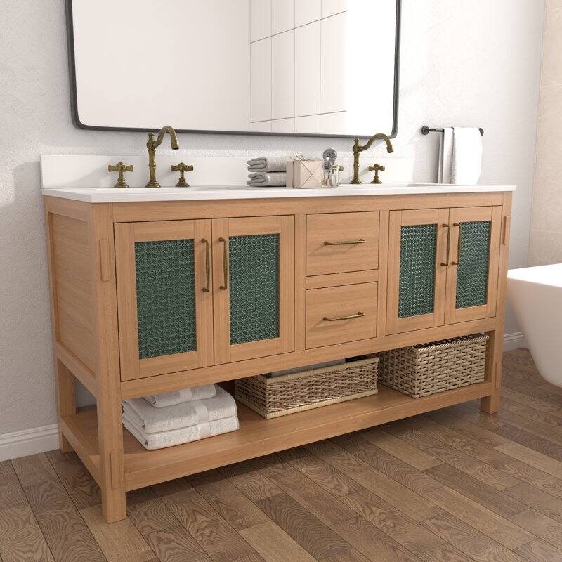 Acroma - 60'' Double Bathroom Vanity With Stone Top