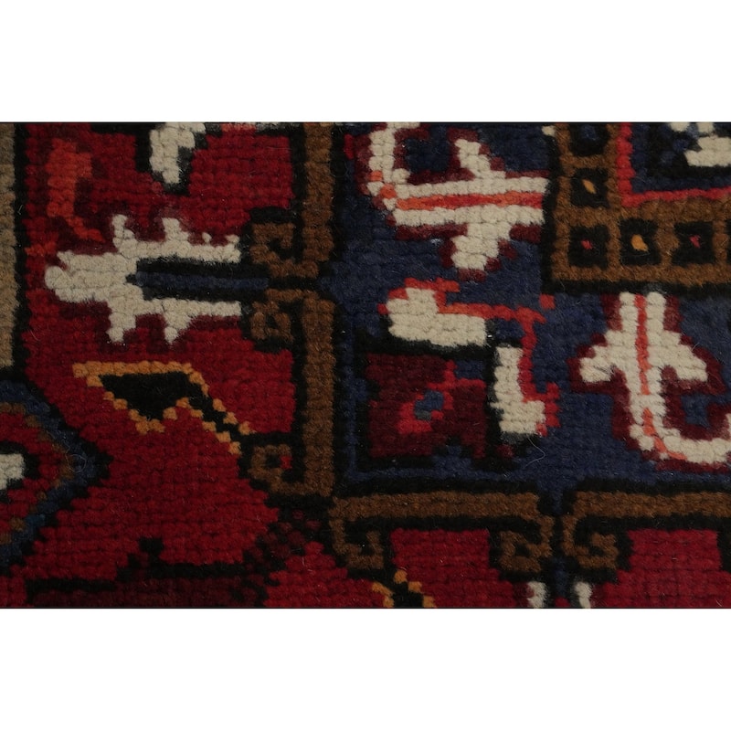 Hand Knotted Oriental 100% Wool Carpet Traditional Medallion Red Heriz Area Rug - 9' 10'' X 6' 7''