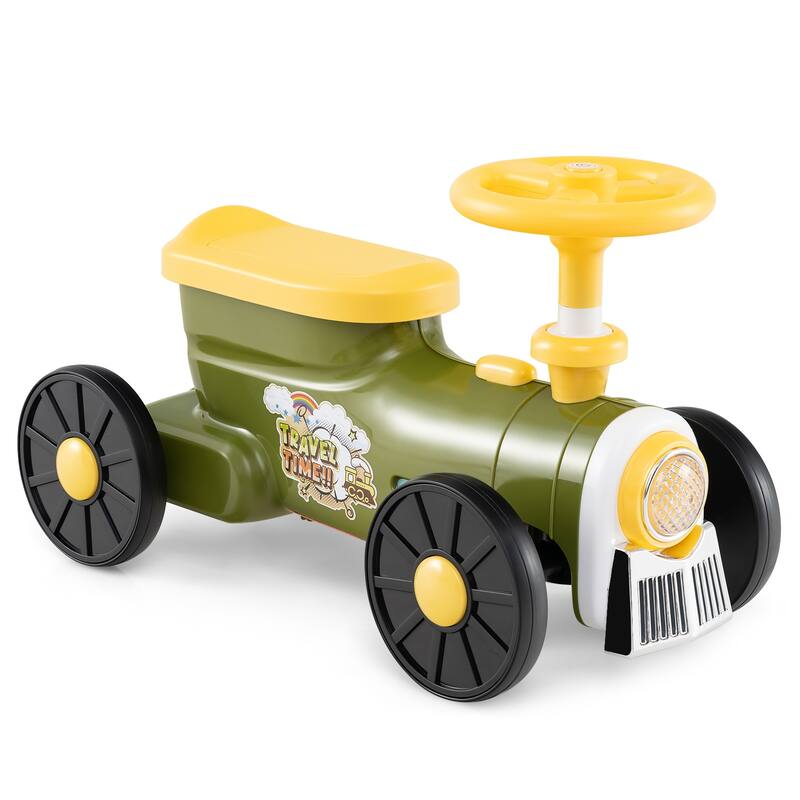 Kids Ride On Sliding Car with Steering Wheel Sound and Under Seat Storage Foot to Floor Push Toy Vehicle for Toddlers