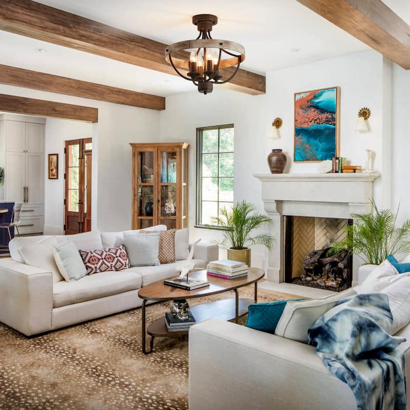 4-Light Industrial Farmhouse Semi-Flush Mount Ceiling Light