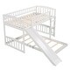 preview thumbnail 6 of 11, White Twin over Twin Size Solid Wood Bunk Bed with Slide and Ladder for Kids, Boys and Girls, Bedroom