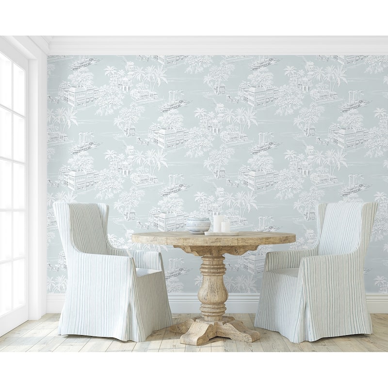 NextWall Coastline Toile Peel and Stick Wallpaper - 27 in. W x 18 ft. L